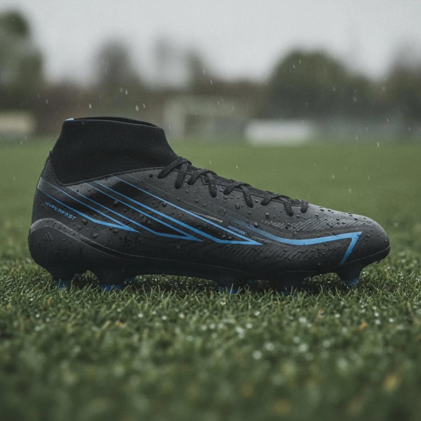 adidas F50 Hyperfast League Mid IJzeren-Nop Voetbalschoenen (SG) Zwart Zwart Blauw