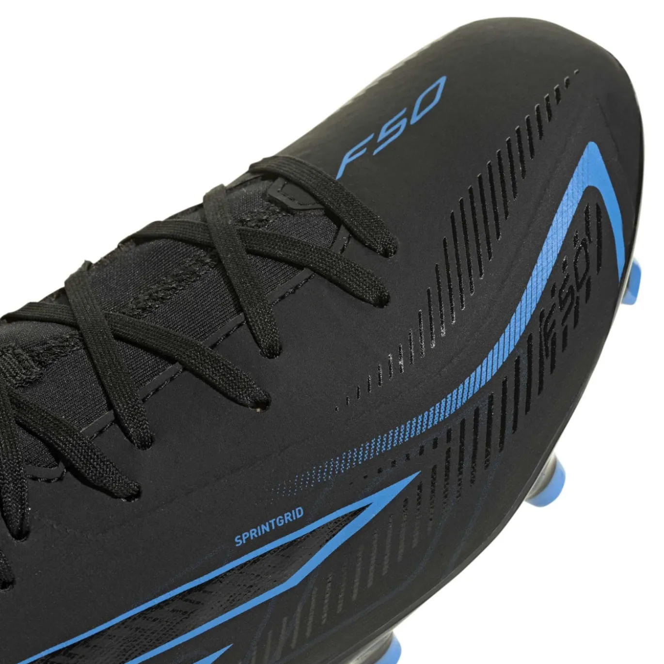 adidas F50 Hyperfast League Mid Gras Voetbalschoenen (FG) Kids Zwart Zwart Blauw