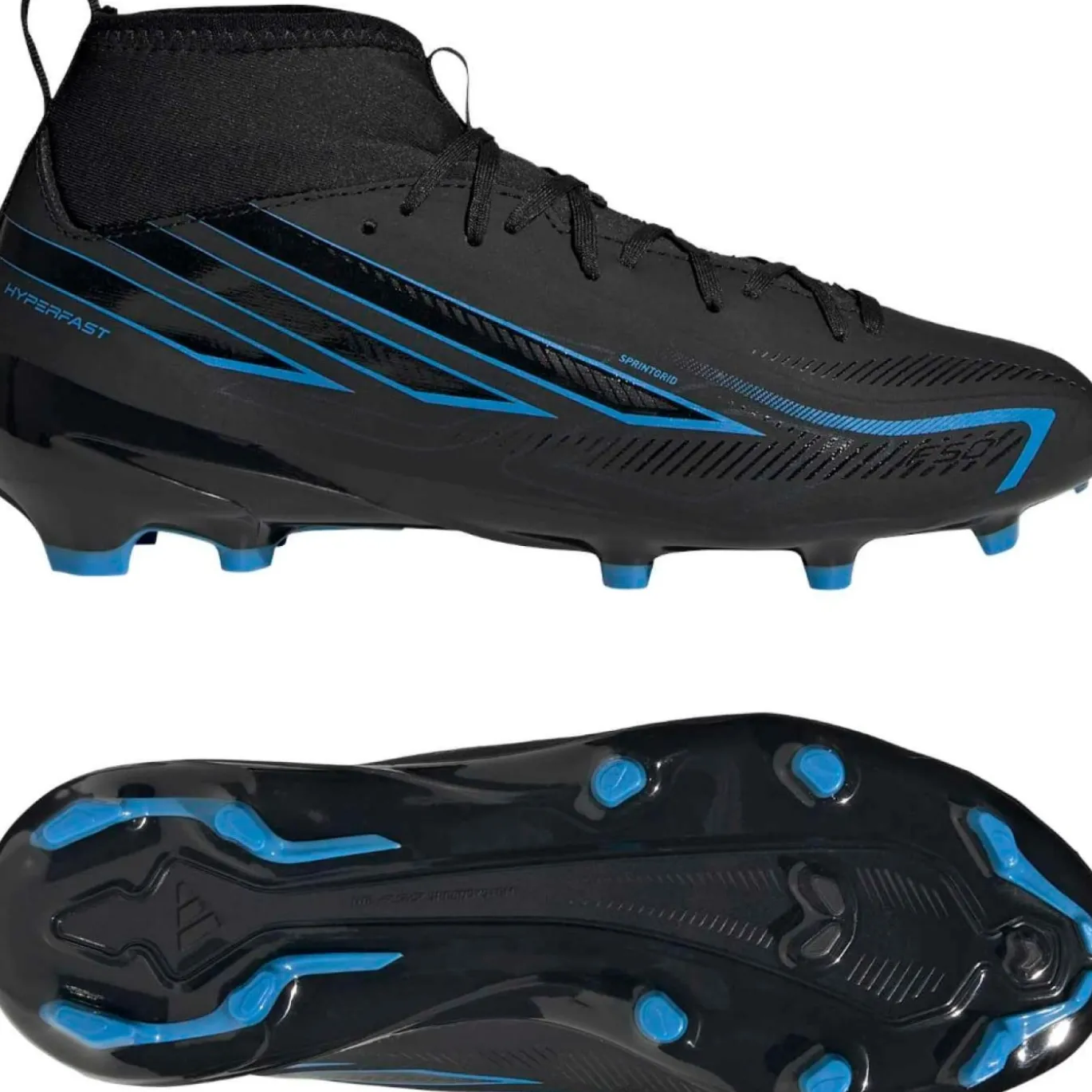 adidas F50 Hyperfast League Mid Gras Voetbalschoenen (FG) Kids Zwart Zwart Blauw