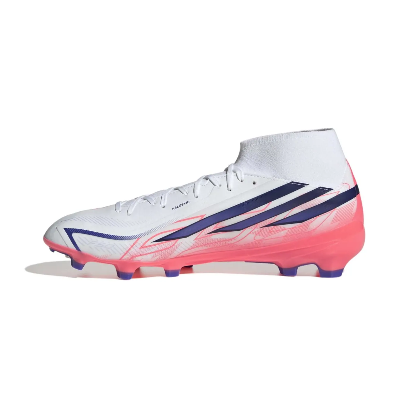 adidas F50 Hyperfast League Mid Gras Voetbalschoenen (FG) Wit Paars Roze