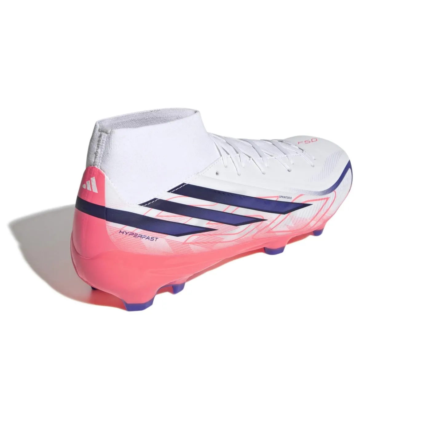 adidas F50 Hyperfast League Mid Gras Voetbalschoenen (FG) Wit Paars Roze