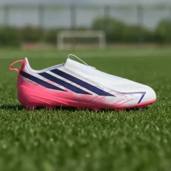 adidas F50 Hyperfast League Veterloze Gras Voetbalschoenen (FG) Kids Wit Paars Roze