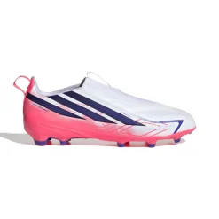 adidas F50 Hyperfast League Veterloze Gras Voetbalschoenen (FG) Kids Wit Paars Roze