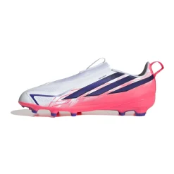 adidas F50 Hyperfast League Veterloze Gras Voetbalschoenen (FG) Kids Wit Paars Roze