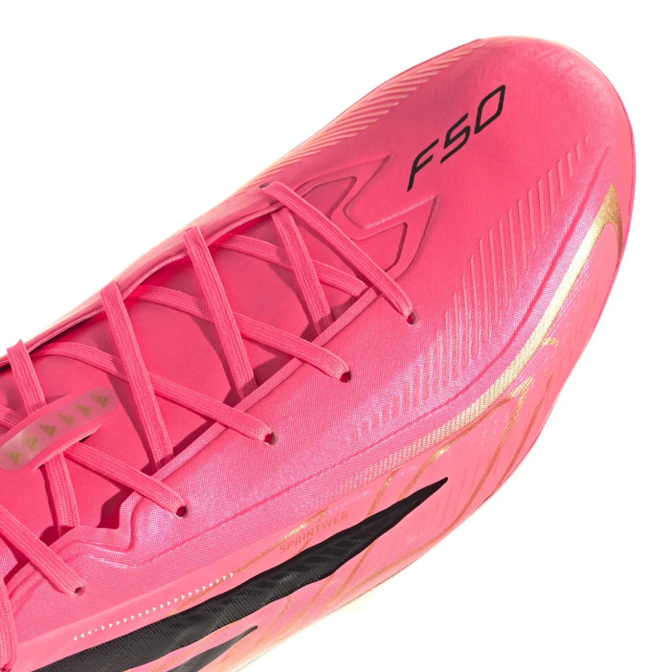 adidas F50 Hyperfast Pro Gras Voetbalschoenen (FG) Felroze Zwart Goud Wit