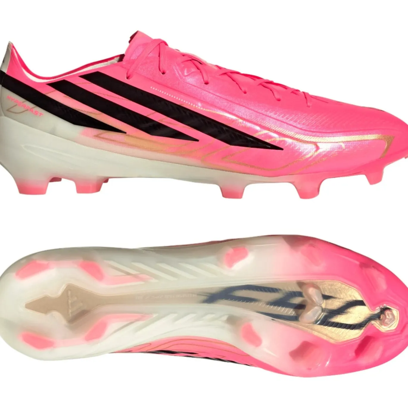 adidas F50 Hyperfast Pro Gras Voetbalschoenen (FG) Felroze Zwart Goud Wit