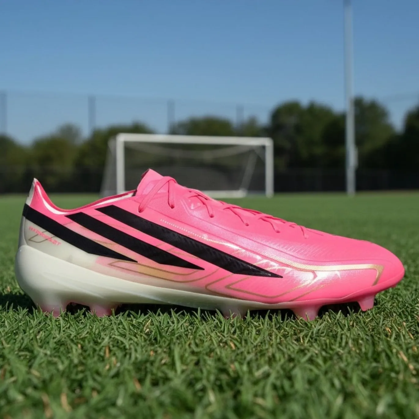 adidas F50 Hyperfast Pro Gras Voetbalschoenen (FG) Felroze Zwart Goud Wit