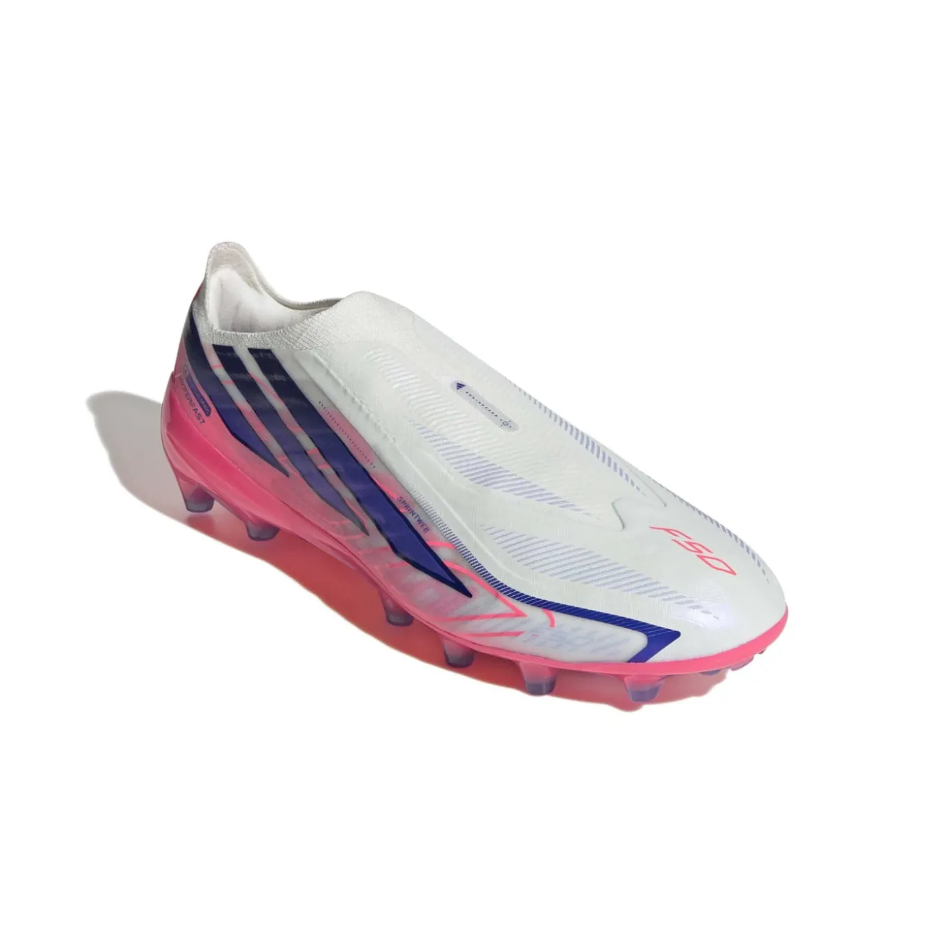 adidas F50 Hyperfast Pro Veterloze Kunstgras Voetbalschoenen (AG) Wit Paars Roze