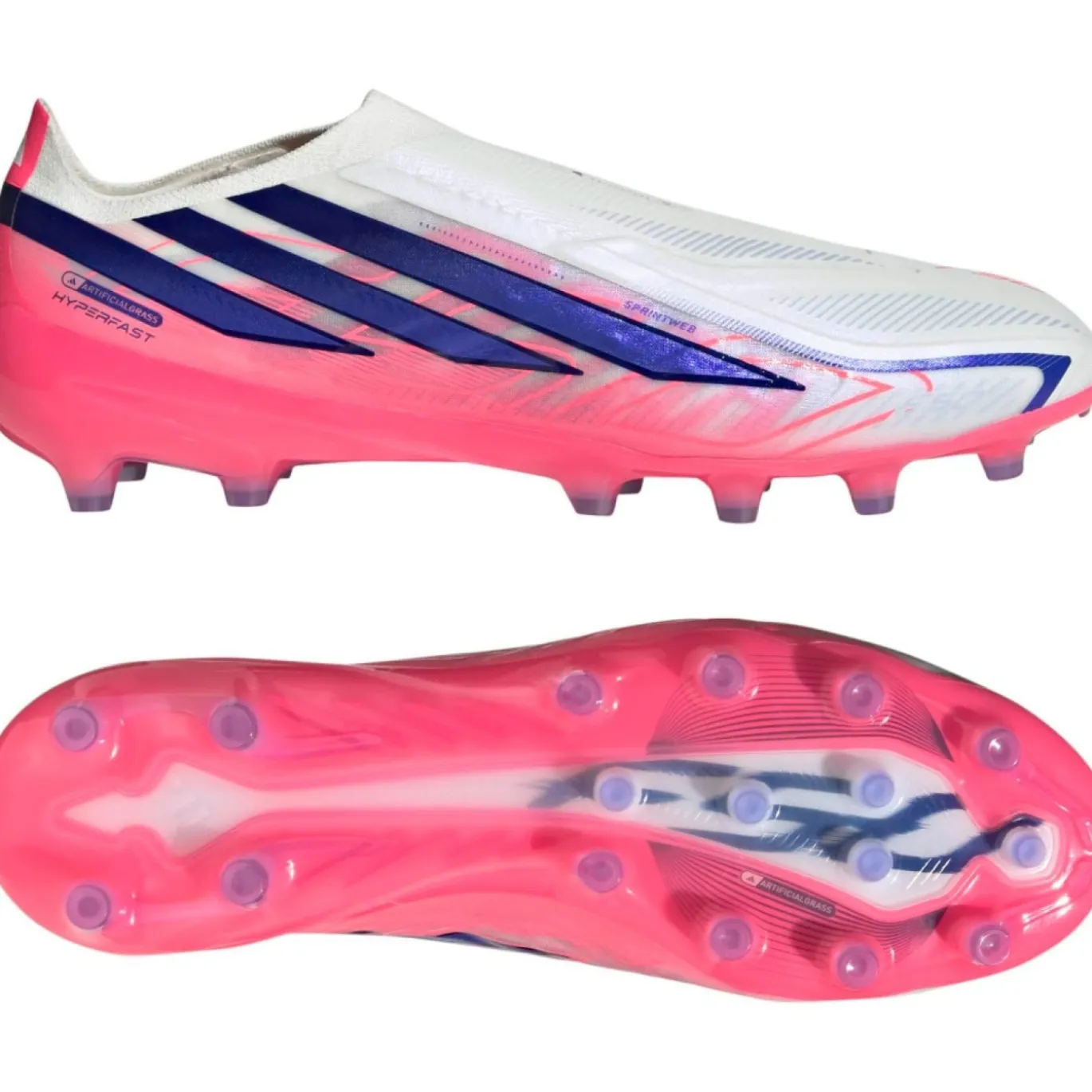 adidas F50 Hyperfast Pro Veterloze Kunstgras Voetbalschoenen (AG) Wit Paars Roze