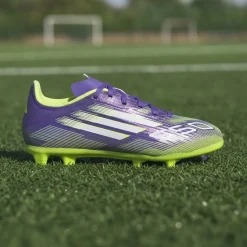 adidas F50 League Gras / Kunstgras Voetbalschoenen (MG) Kids Paars Wit Neongeel