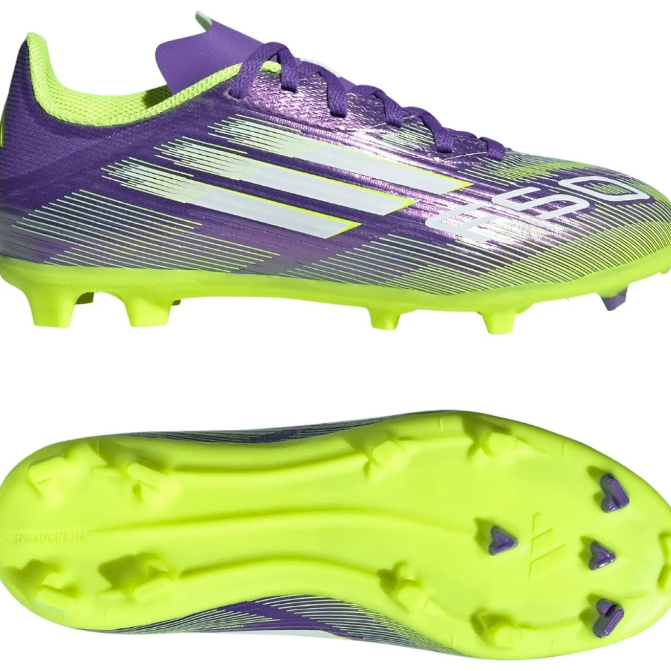 adidas F50 League Gras / Kunstgras Voetbalschoenen (MG) Kids Paars Wit Neongeel