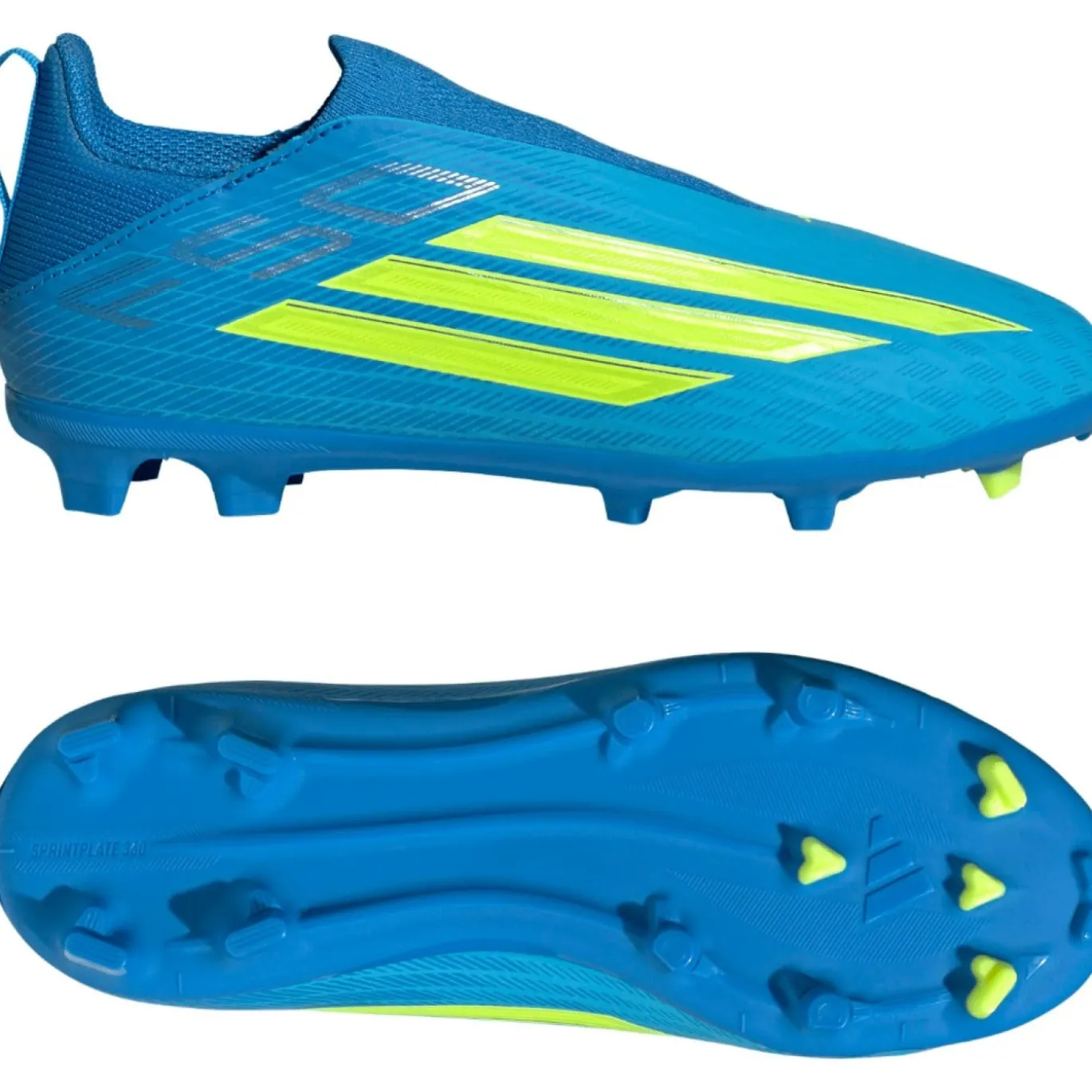 adidas F50 League Veterloze Gras / Kunstgras Voetbalschoenen (MG) Kids Blauw Neongeel