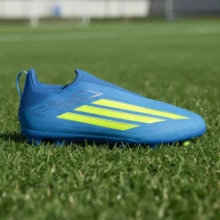 adidas F50 League Veterloze Gras / Kunstgras Voetbalschoenen (MG) Kids Blauw Neongeel