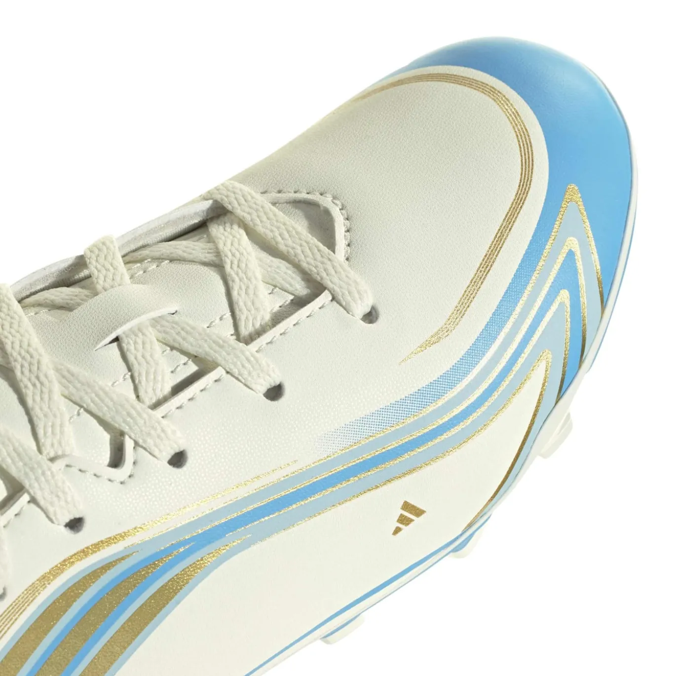 adidas F50 Messi Club Gras / Kunstgras Voetbalschoenen (MG) Kids Wit Lichtblauw Goud