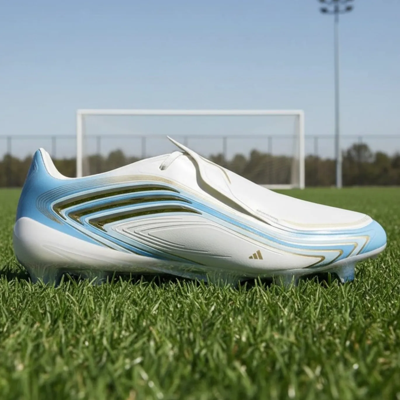 adidas F50 Messi Elite Gras Voetbalschoenen (FG) Wit Lichtblauw Goud