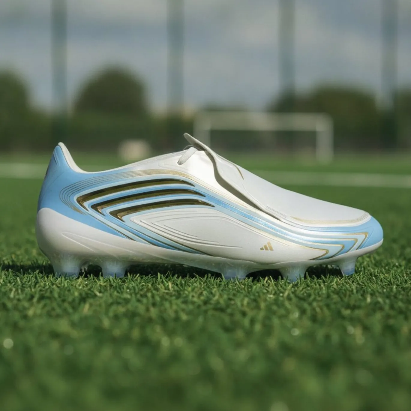 adidas F50 Messi Elite Gras Voetbalschoenen (FG) Wit Lichtblauw Goud