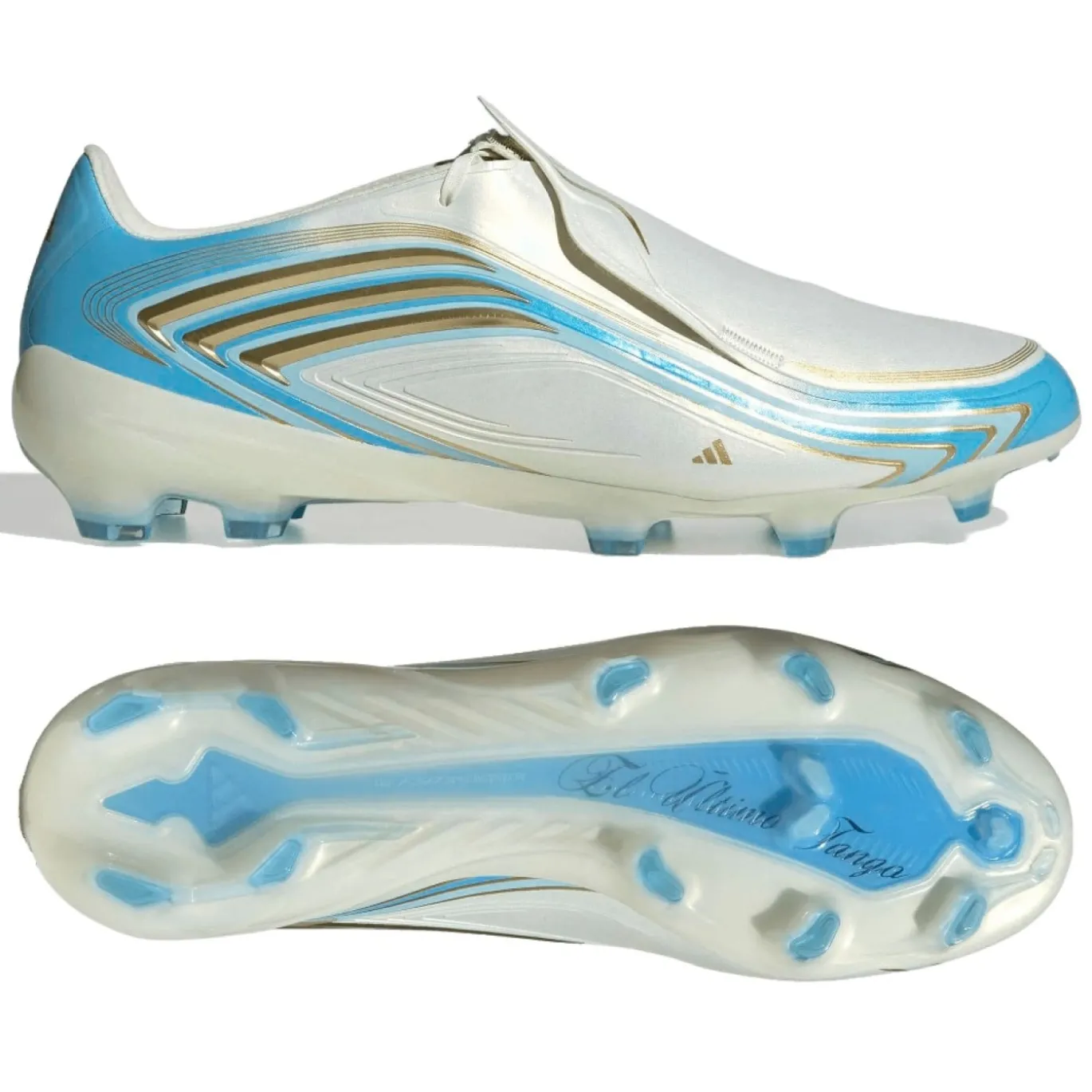 adidas F50 Messi Pro Gras Voetbalschoenen (FG) Wit Lichtblauw Goud