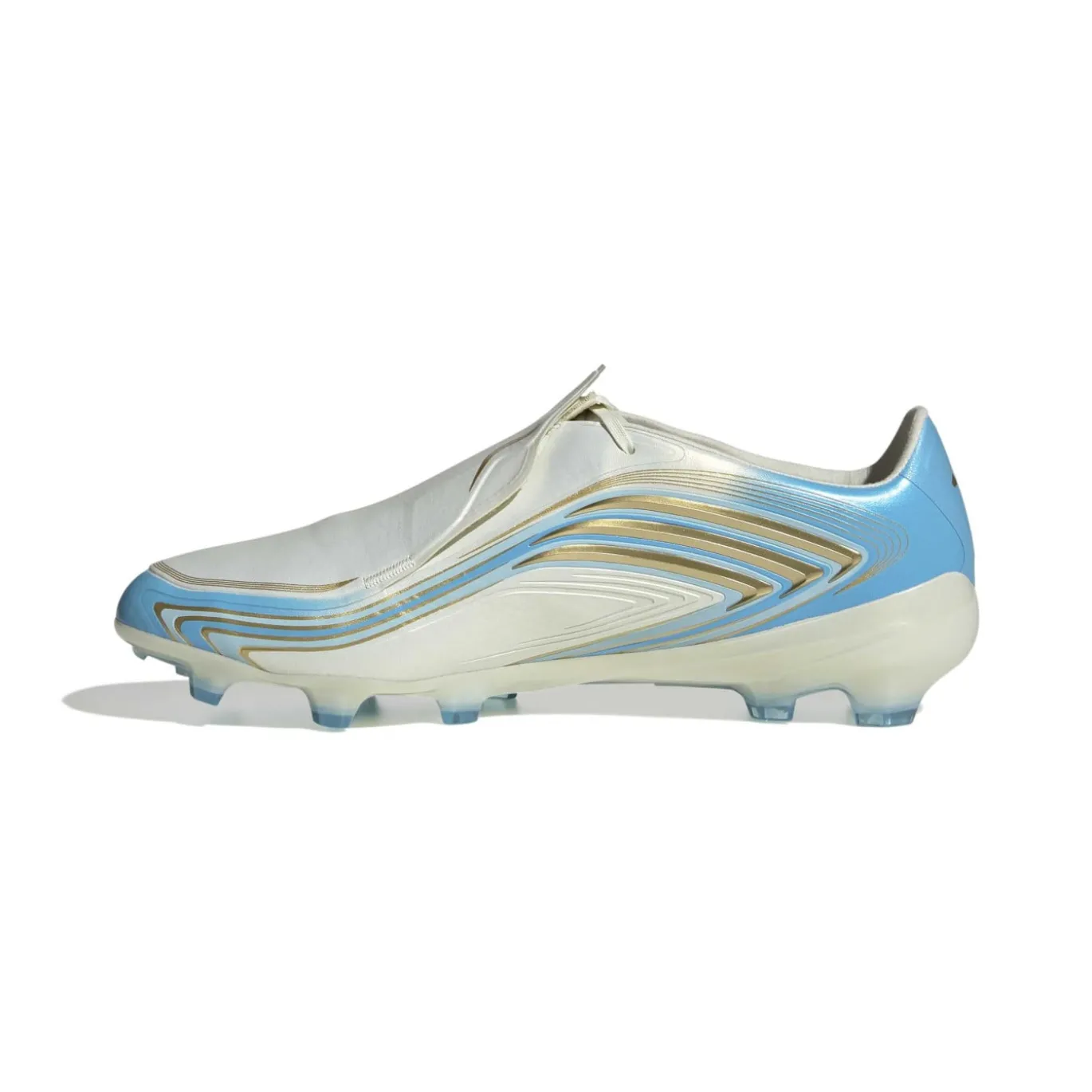 adidas F50 Messi Pro Gras Voetbalschoenen (FG) Wit Lichtblauw Goud