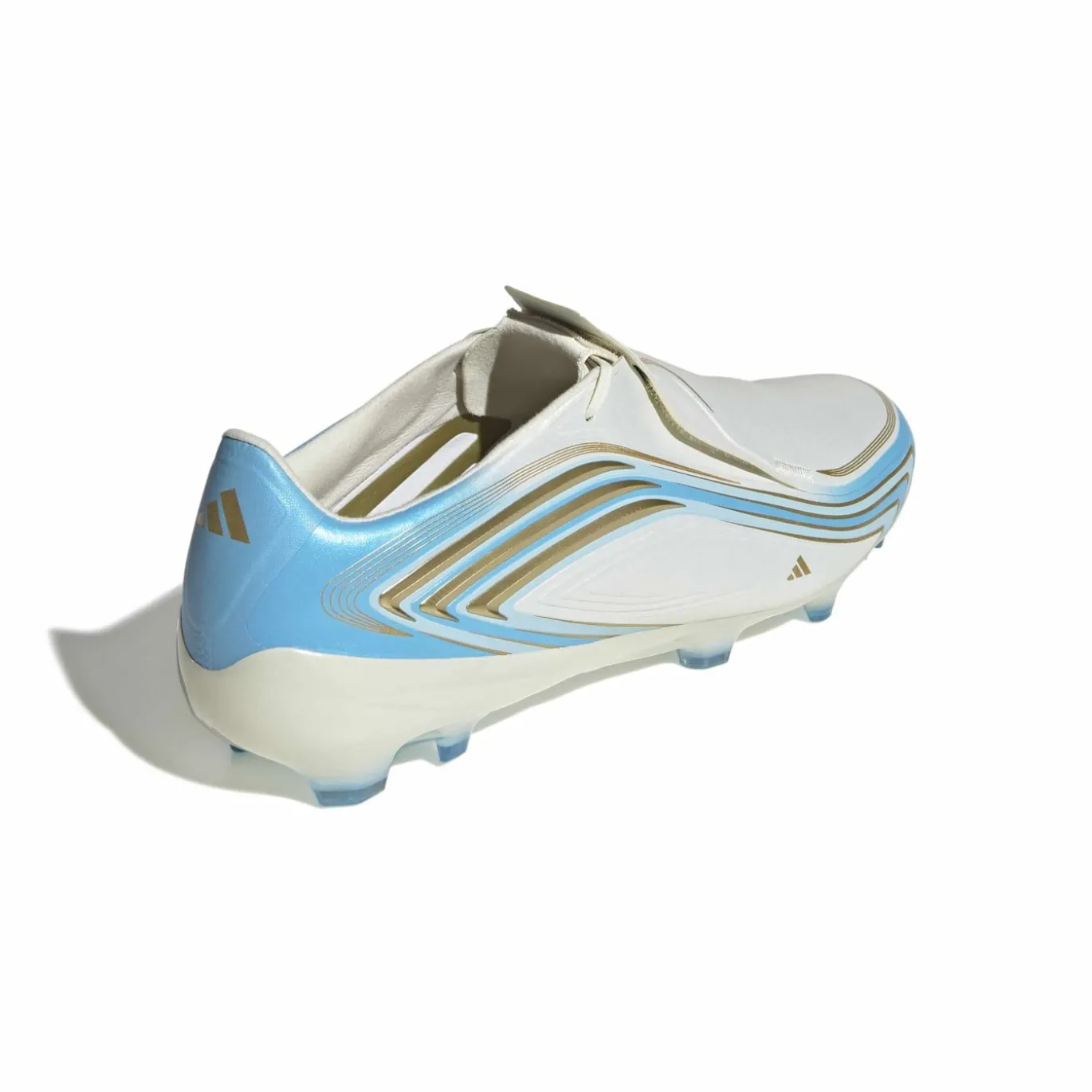 adidas F50 Messi Pro Gras Voetbalschoenen (FG) Wit Lichtblauw Goud
