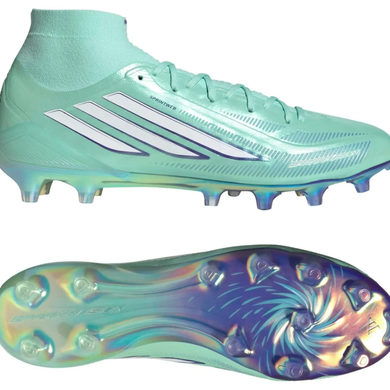 adidas F50 Sparkfusion Elite Mid Gras / Kunstgras Voetbalschoenen (MG) Dames Mintgroen Wit Blauw