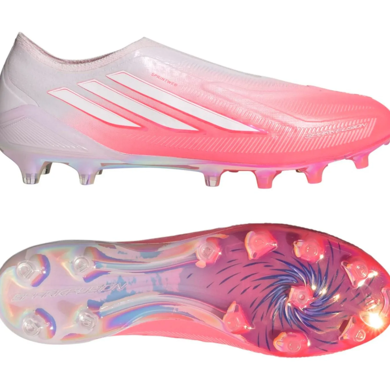 adidas F50 Sparkfusion Elite Veterloze Gras / Kunstgras Voetbalschoenen (MG) Dames Roze Wit