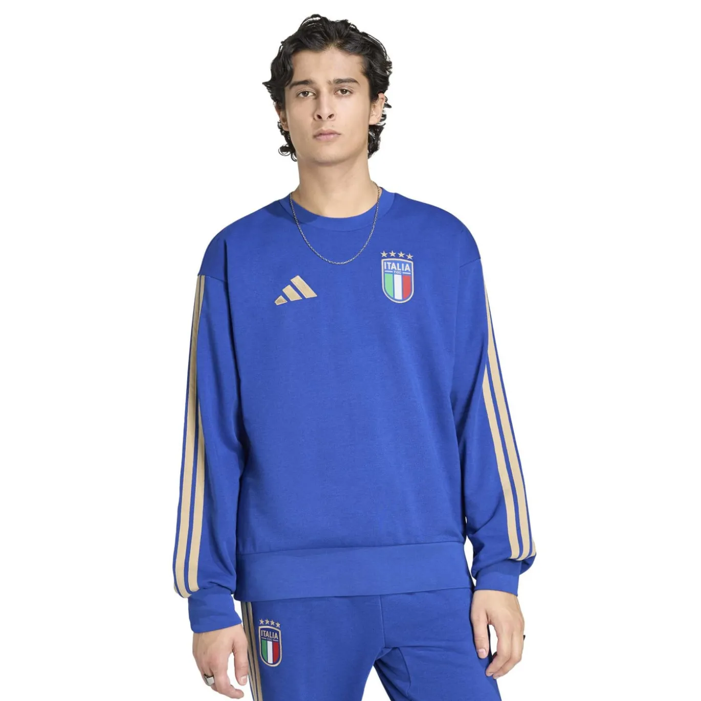 adidas Italië DNA Crew Sweater 2026-2028 Blauw Goud