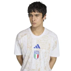 adidas Italië Pre-Match Trainingsshirt 2026-2028 Wit Goud Blauw
