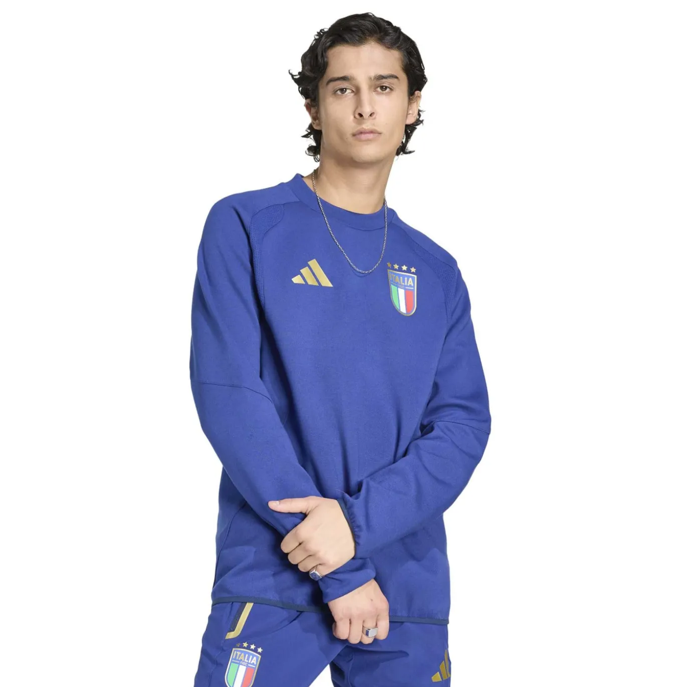 adidas Italië Tiro Travel Crew Sweater 2026-2028 Blauw Goud