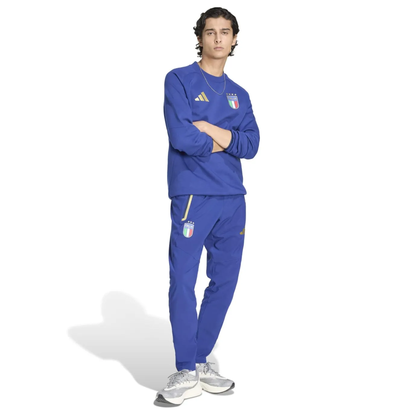 adidas Italië Tiro Travel Crew Trainingspak 2026-2028 Blauw Goud