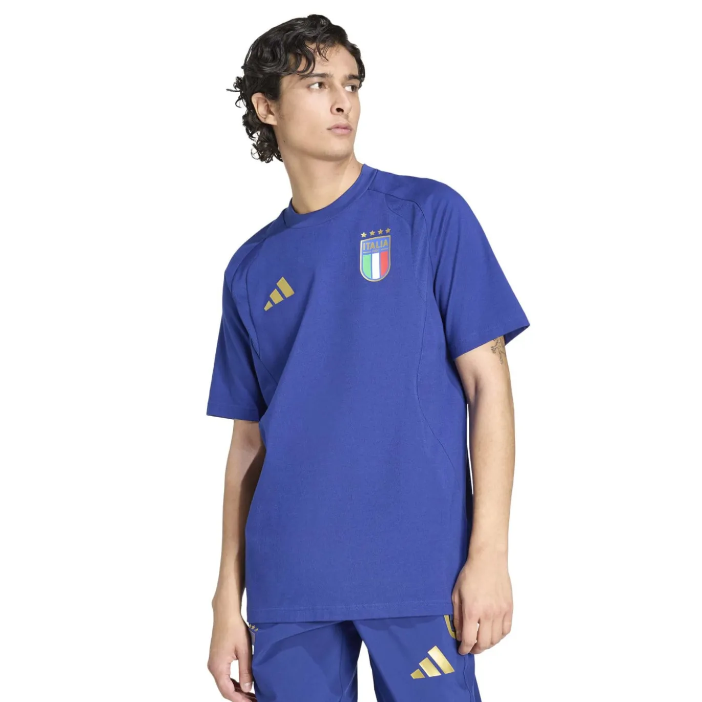 adidas Italië Tiro Travel T-Shirt 2026-2028 Blauw Goud