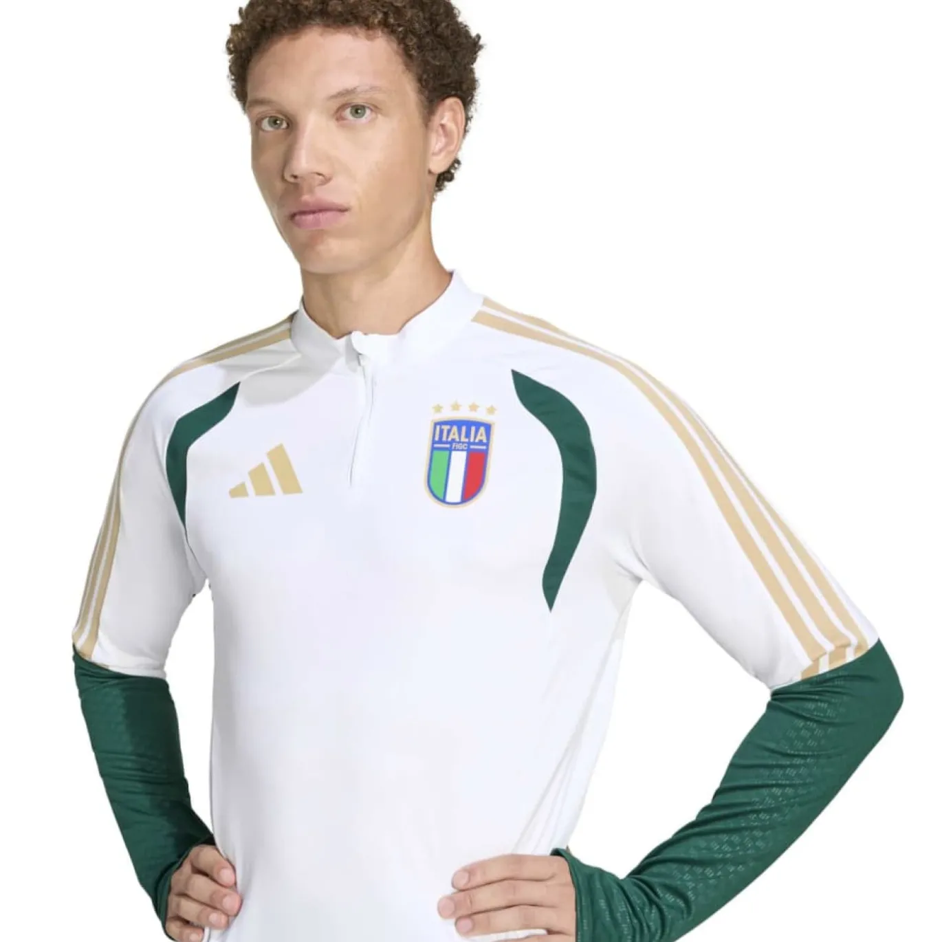 adidas Italië Trainingspak 1/4-Zip 2026-2028 Wit Groen Goud