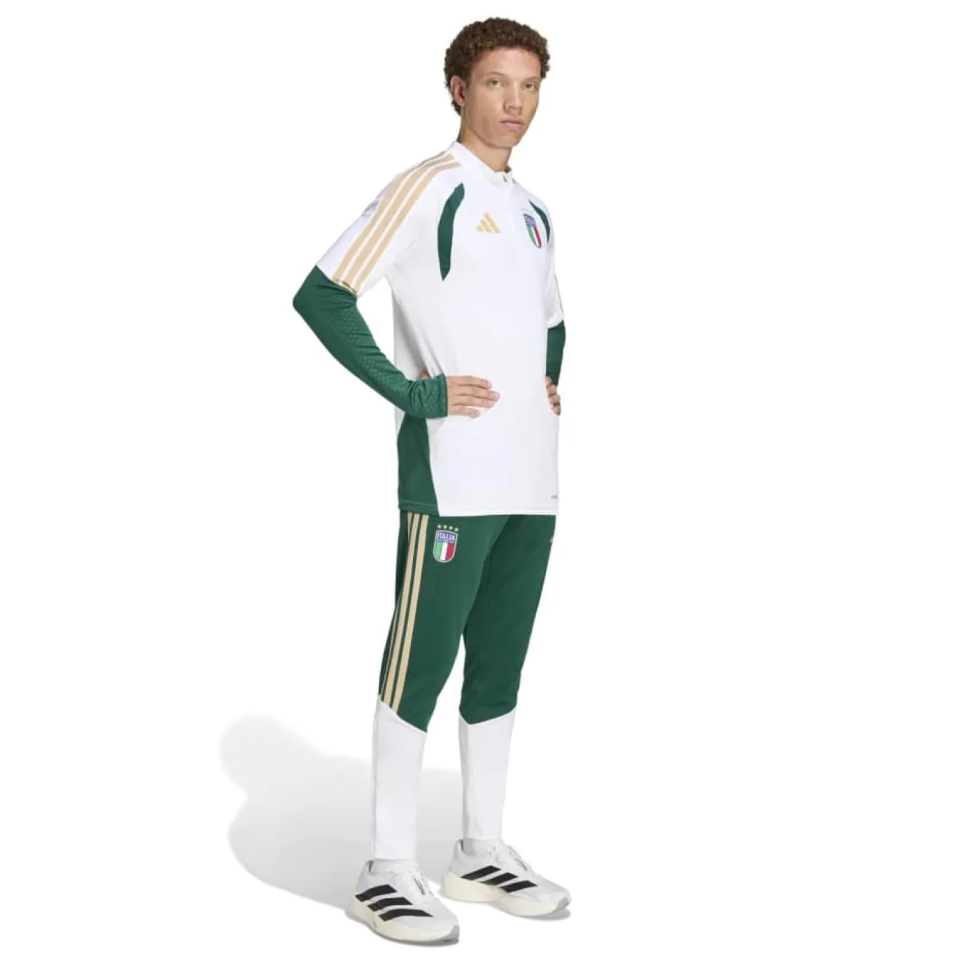 adidas Italië Trainingspak 1/4-Zip 2026-2028 Wit Groen Goud