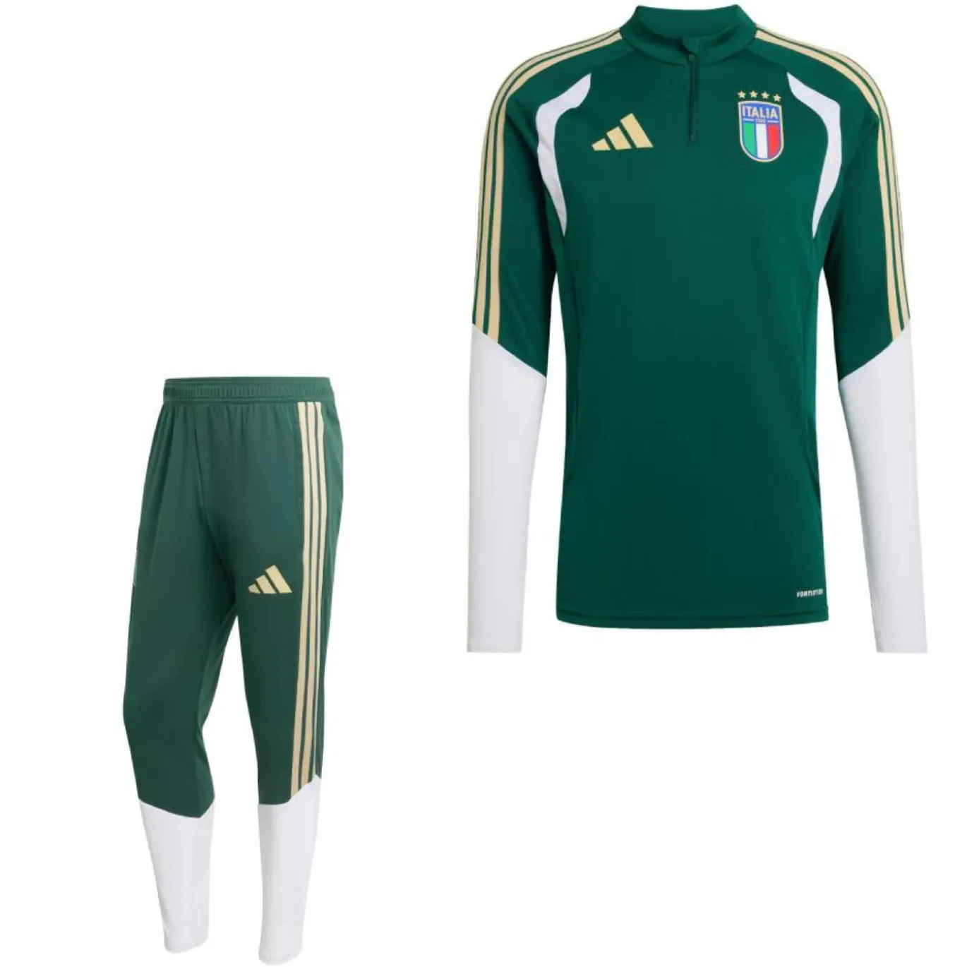 adidas Italië Trainingspak 1/4-Zip 2026-2028 Groen Wit Goud