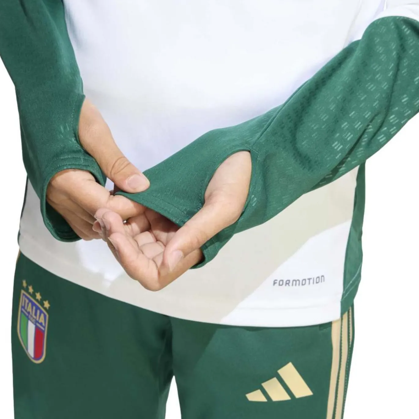 adidas Italië Trainingstrui 1/4-Zip 2026-2028 Kids Wit Groen Goud