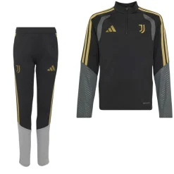 adidas Juventus Europees Trainingspak 1/4-Zip 2026-2027 Kids Zwart Grijs Goud
