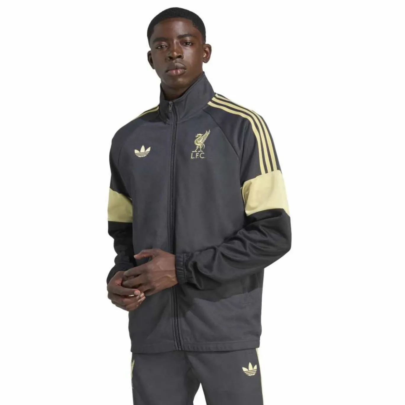 adidas Liverpool Lifestyler Trainingspak Full-Zip Donkergrijs Goud Zwart