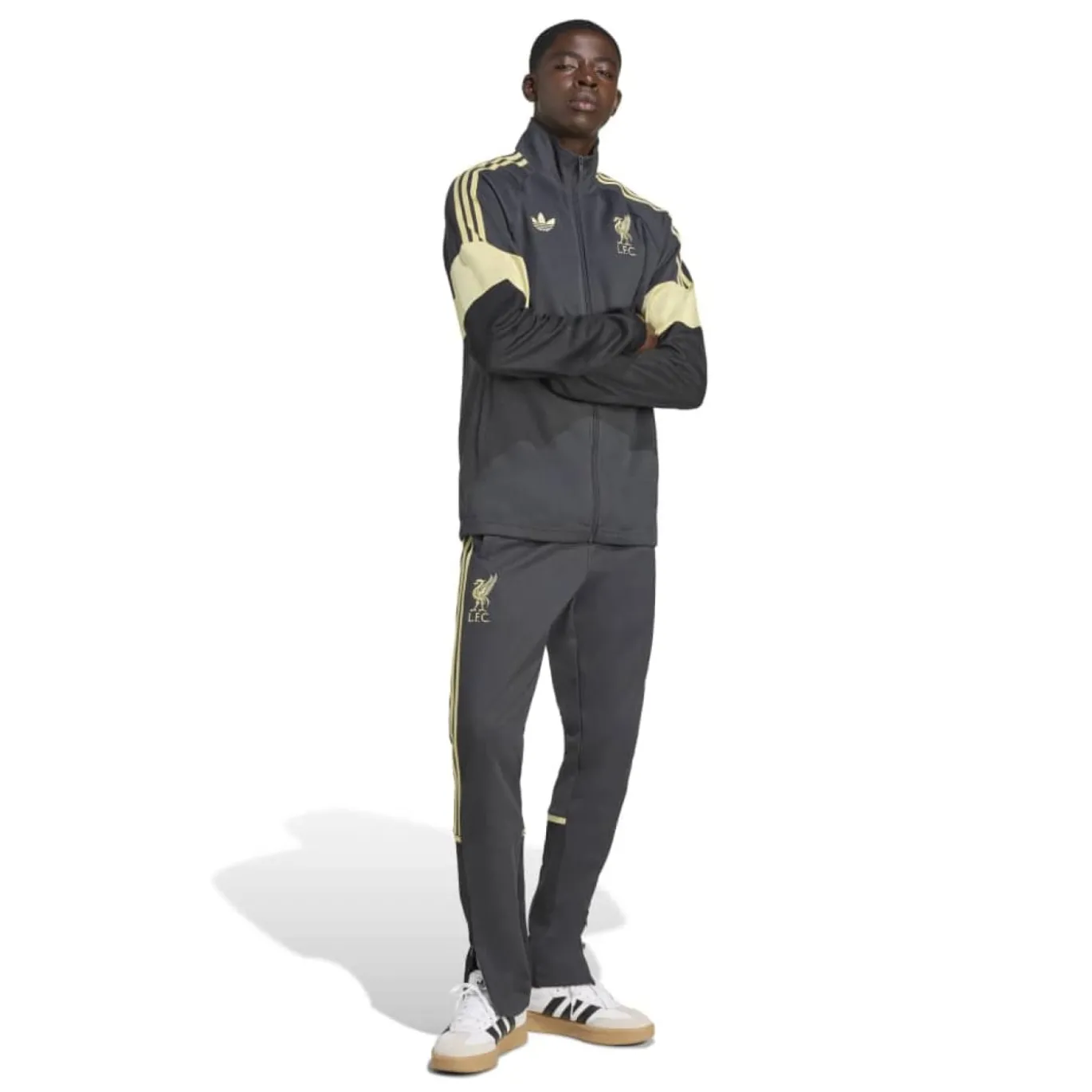 adidas Liverpool Lifestyler Trainingspak Full-Zip Donkergrijs Goud Zwart