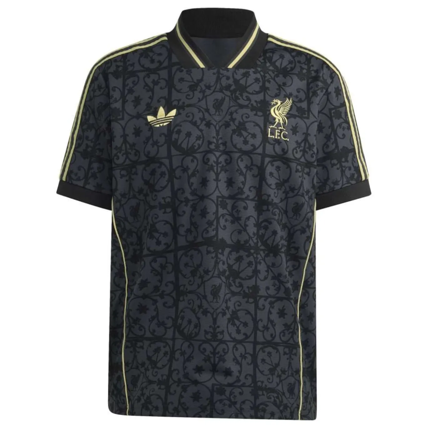 adidas Liverpool Lifestyler T-Shirt Donkergrijs Zwart Goud