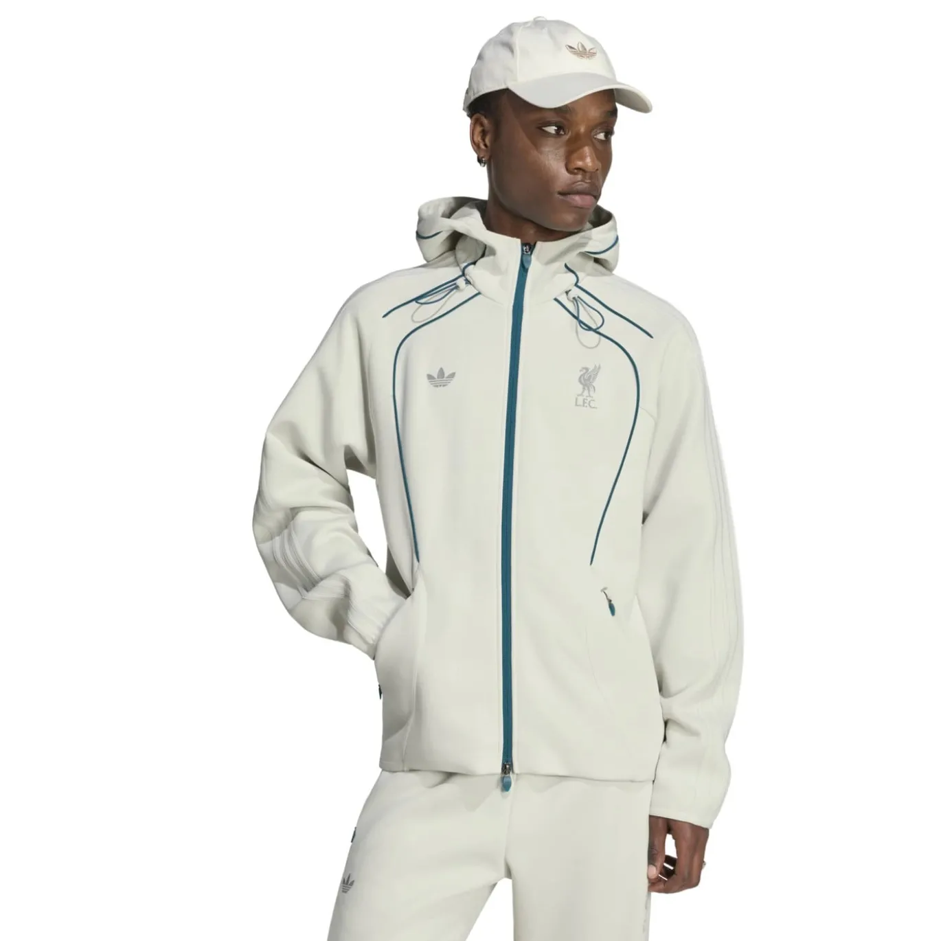 adidas Liverpool Originals Trainingsjack Lichtgrijs Turquoise Zilver