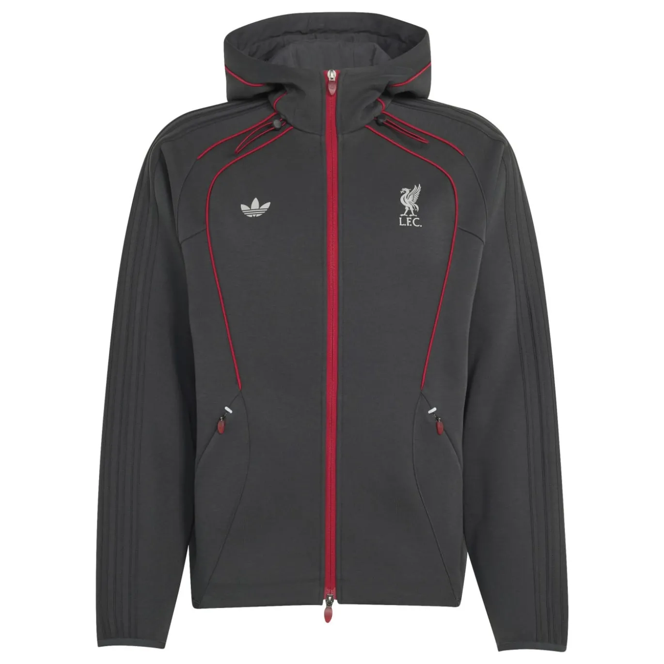 adidas Liverpool Originals Trainingsjack Donkergrijs Rood Zilver
