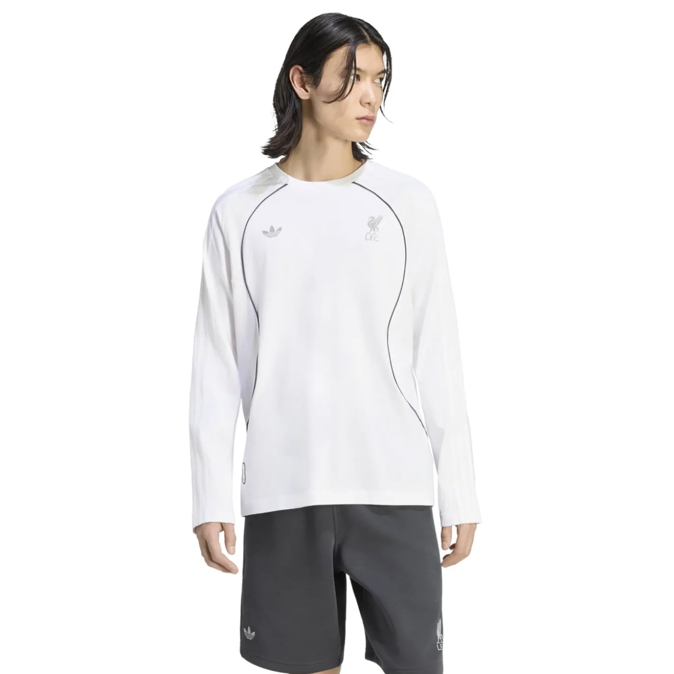 adidas Liverpool Originals T-Shirt Lange Mouwen Wit Zilver Zwart