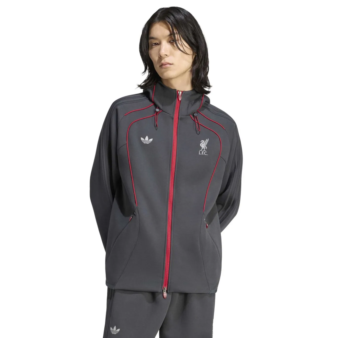 adidas Liverpool Originals Trainingspak Donkergrijs Rood Zilver