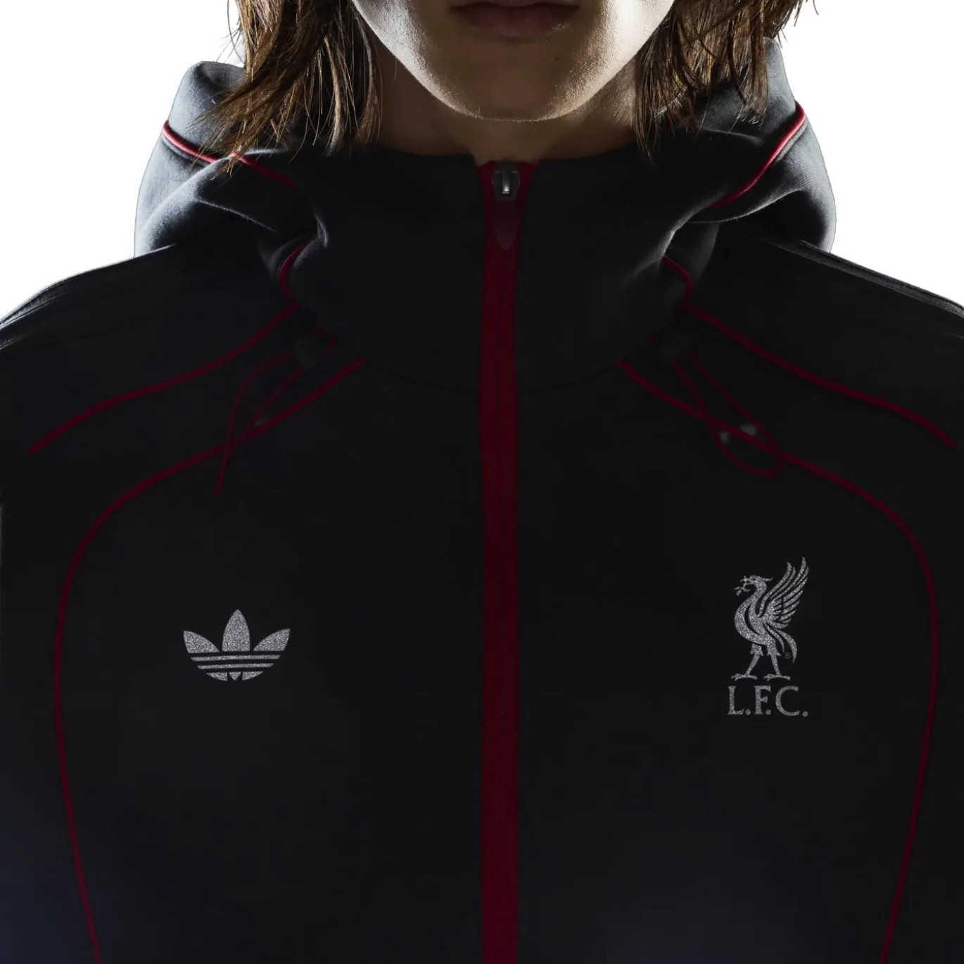 adidas Liverpool Originals Trainingspak Donkergrijs Rood Zilver