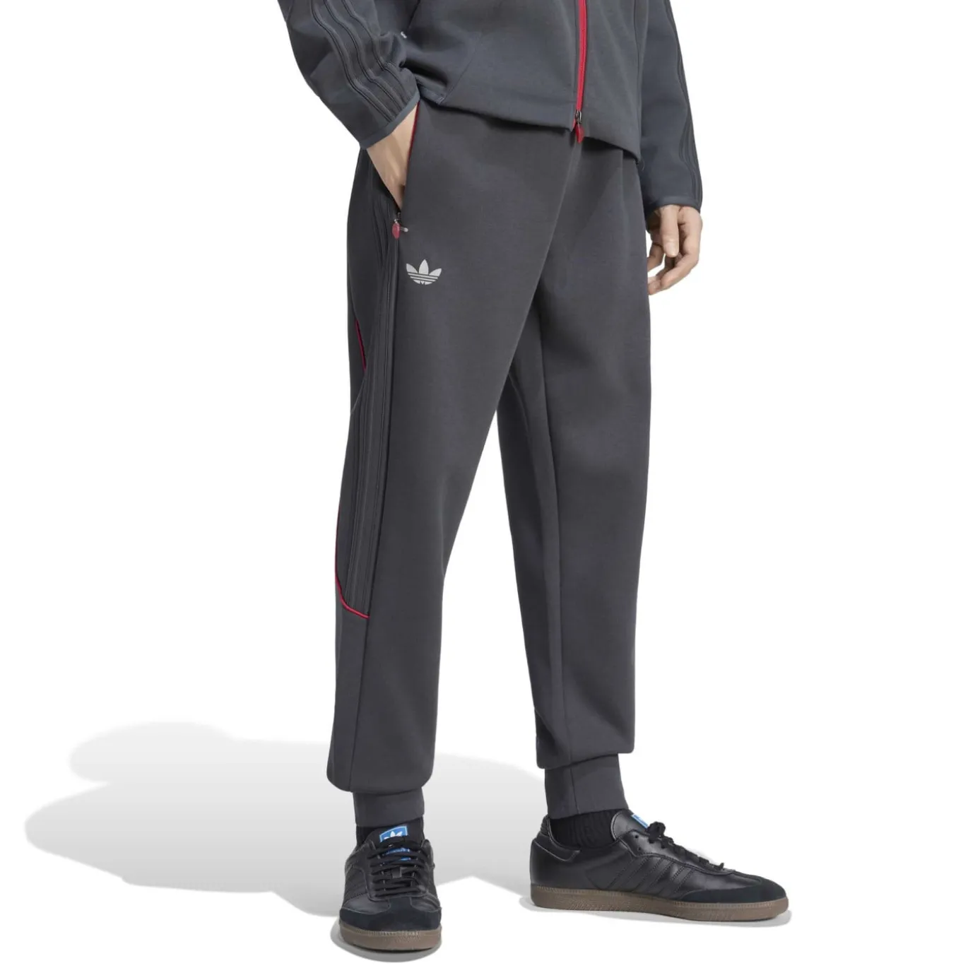 adidas Liverpool Originals Trainingspak Donkergrijs Rood Zilver