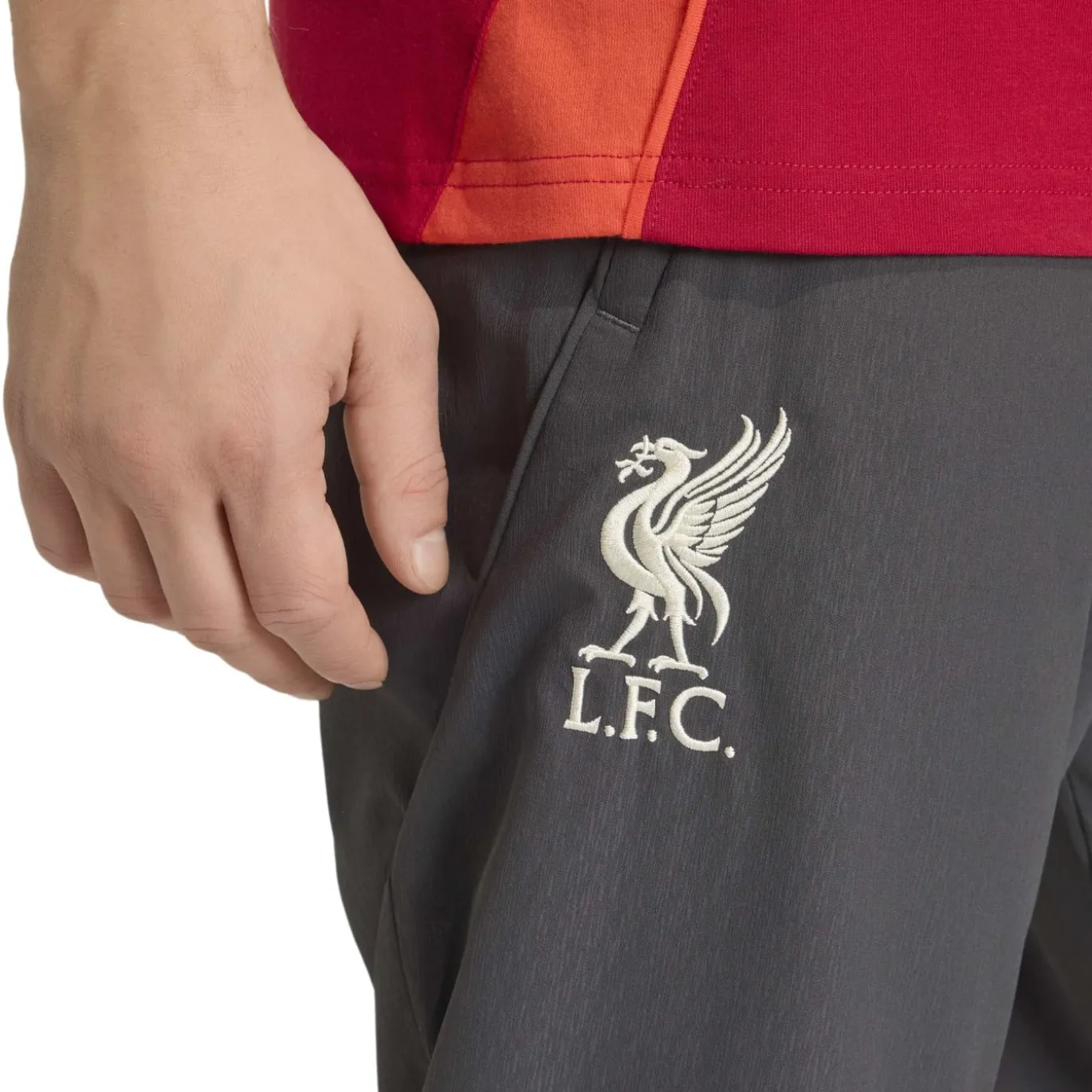 adidas Liverpool Presentatie Trainingsbroek 2025-2026 Grijs Rood Zilver