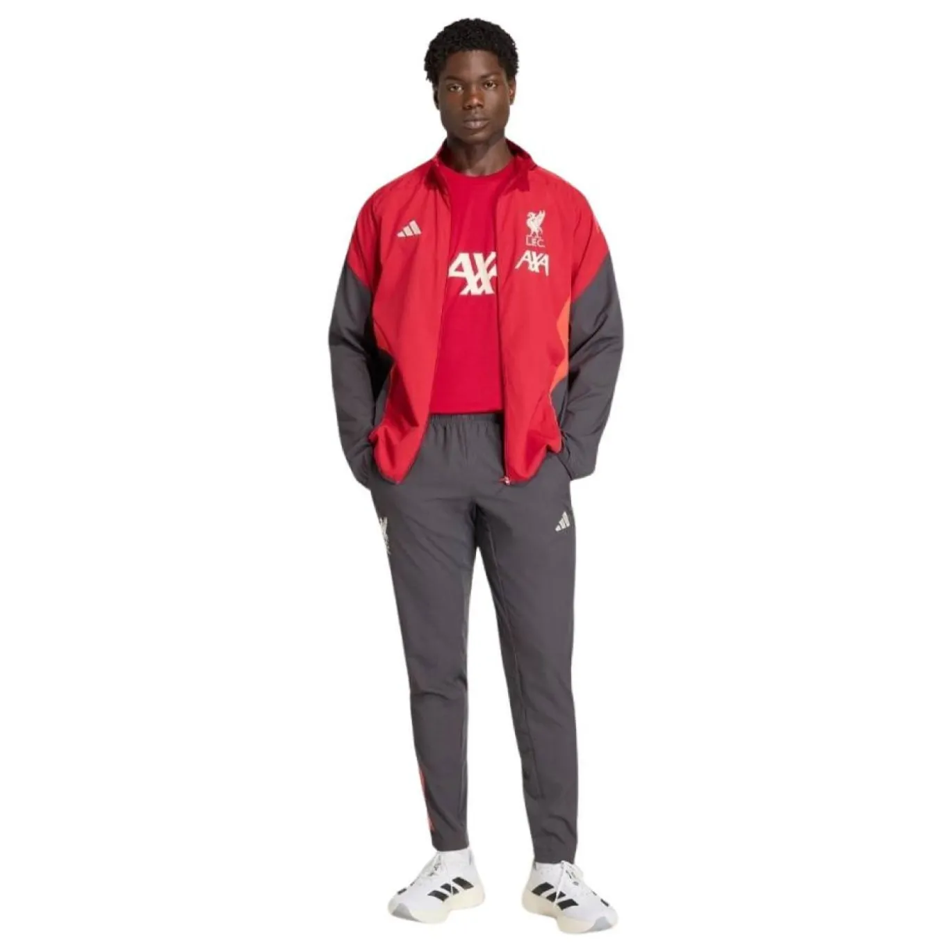 adidas Liverpool Presentatie Trainingspak Full-Zip 2025-2026 Rood Grijs Zilver