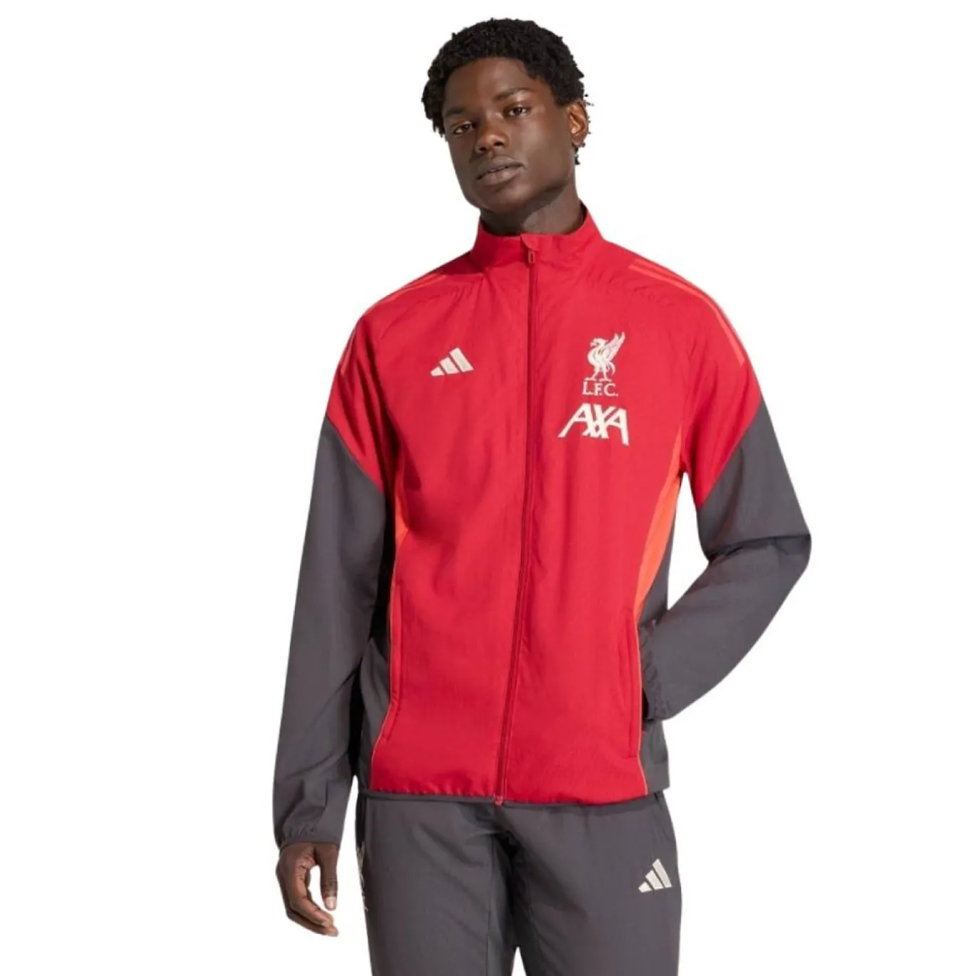 adidas Liverpool Presentatie Trainingspak Full-Zip 2025-2026 Rood Grijs Zilver