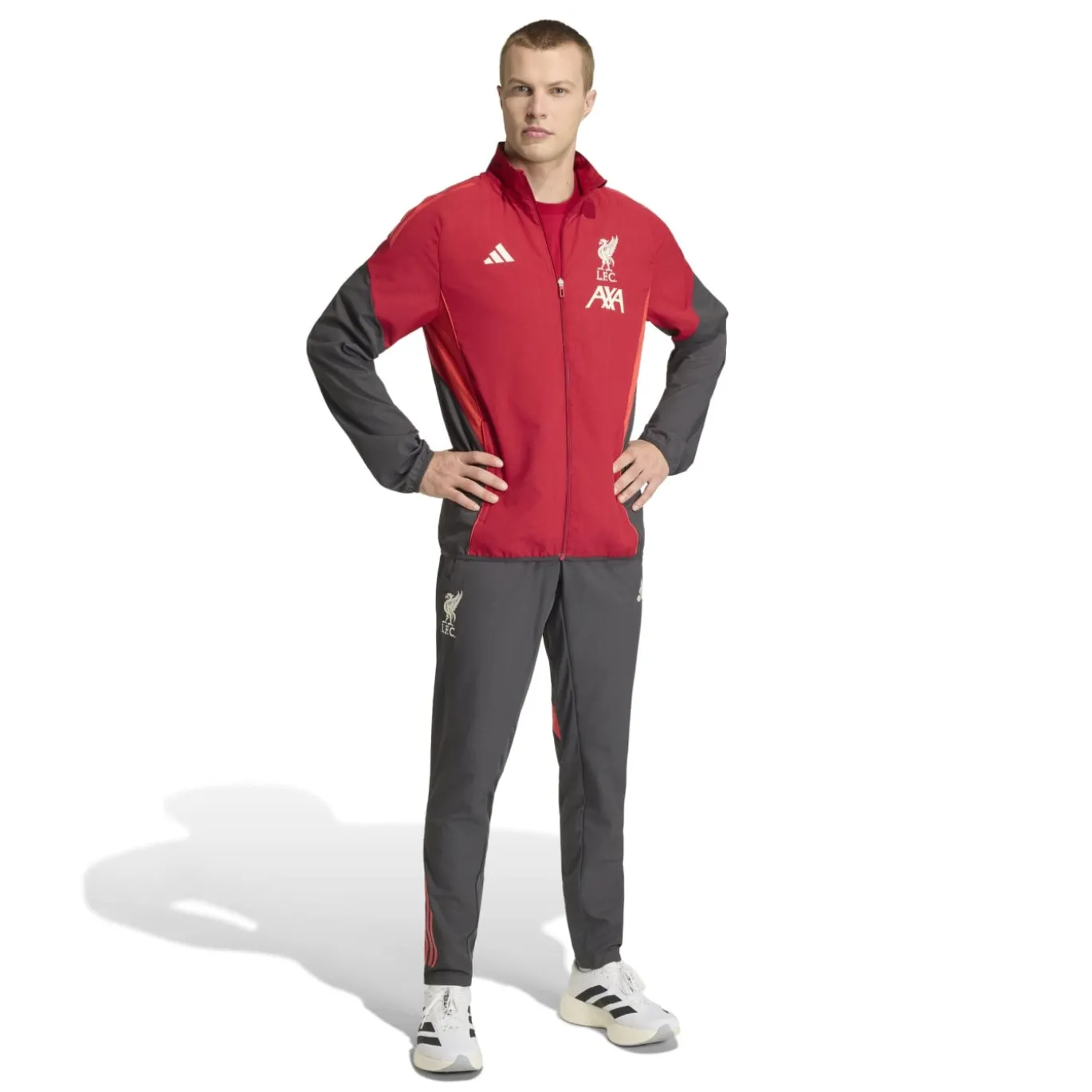 adidas Liverpool Presentatie Trainingspak Full-Zip 2025-2026 Rood Grijs Zilver