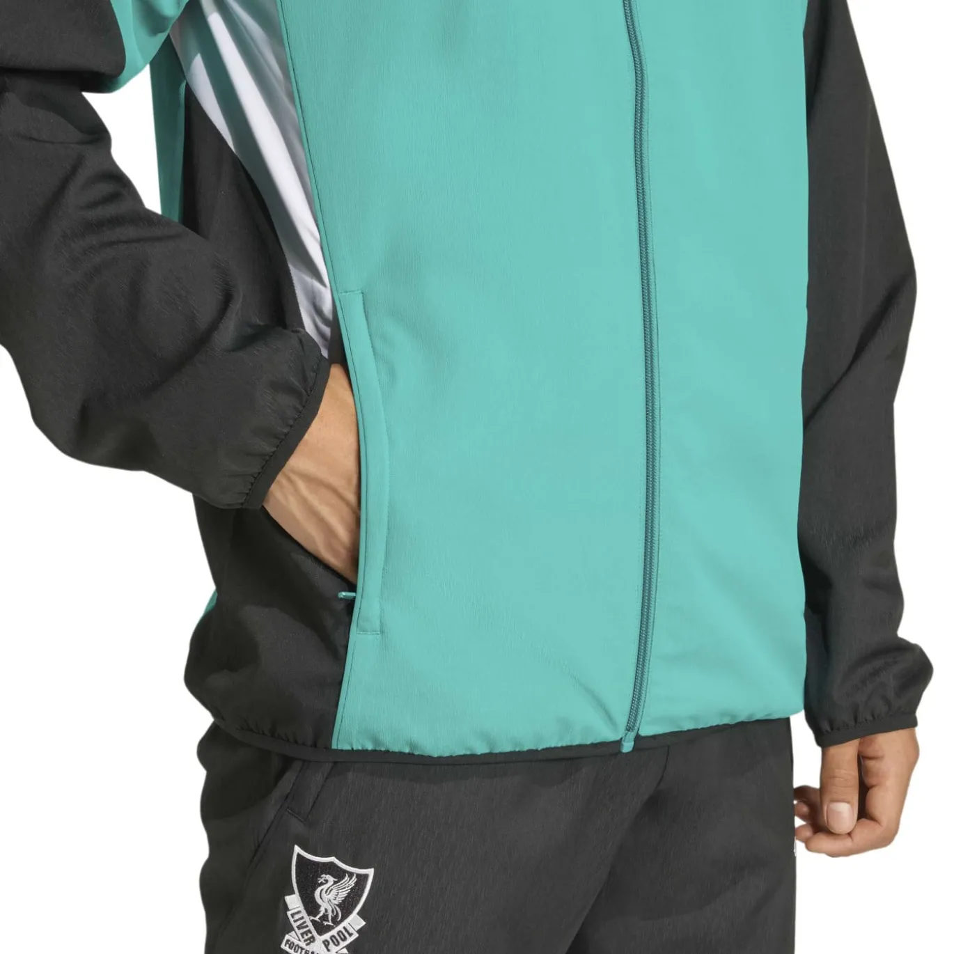 adidas Liverpool Presentatie Trainingspak Full-Zip Europees 2025-2026 Groen Zwart Wit