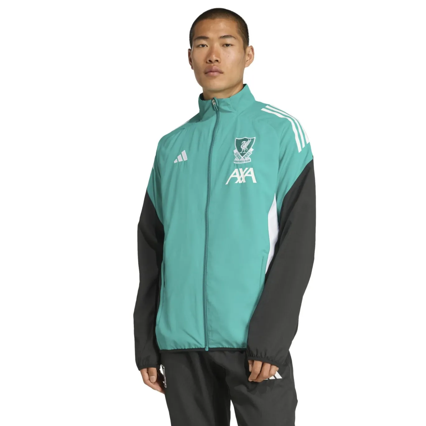 adidas Liverpool Presentatie Trainingspak Full-Zip Europees 2025-2026 Groen Zwart Wit